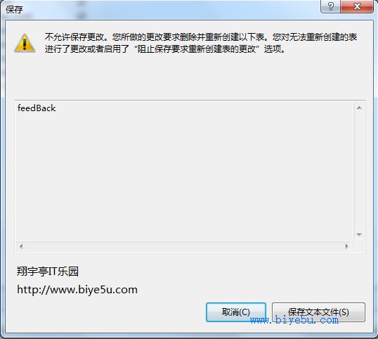 不允许保存更改。您所做的更改要求删除并重新创建以下表。
