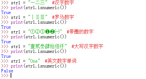 Python isnumeric()函数示例