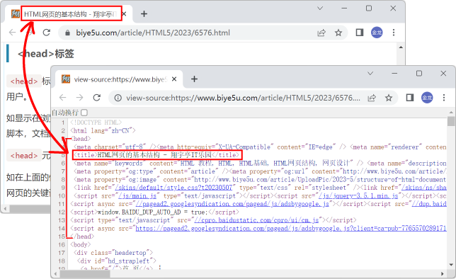 HTML title显示在浏览器标签中